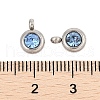 Trendy Original Color 304 Stainless Steel Grade A Rhinestone Flat Round Charm Pendants RB-M030-06Q-3