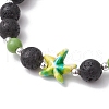 Natural Lava Rock and Dyed Synthetic Turquoise Beads Stretch Bracelets for Men Women BJEW-JB11830-4
