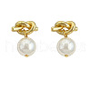 304 Stainless Steel and Glass-based Imitation Pearl Dangle Earrings for Women FS-WG0AE83-01-5