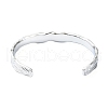 Non-Tarnish 304 Stainless Steel Textured Open Cuff Bangles for Women STAS-B068-02P-3