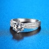 Rhodium Plated 925 Sterling Silver Pave 5.2x3.1mm Moissanite Finger Rings for Women WGFFDD0-54-3