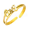 Stylish LOVE Letter Design 304 Stainless Steel Open Cuff Ring for Women YU4373-2-1