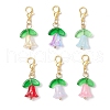 Flower Transparent Glass Pendant Decorations HJEW-JM03295-01-2