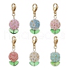 Hydrangea Acrylic & Glass Seed Beads Pendant Decorations HJEW-MZ00217-1