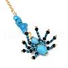 Halloween Theme Spider & Skull Dyed Synthetic Turquoise & Glass Seed Beads Pendant Decorations HJEW-MZ00282-05-4