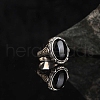 Oval Natural Dyed & Heated Black Agate Finger Rings PW-WG03CB0-01-3