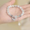 Butterfly Alloy & Cat Eye & Natural Moonstone Round Beaded Charm Bracelets for Women WG9D4EC-01-4