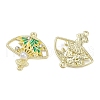 Alloy Green & Yellow Enamel Fan Connector Charms FIND-M079-07B-G-2