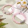 2Pcs 2 Style Natural Rose Quartz Stretch Bracelets Set BJEW-SW00095-4