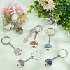 Flat Round with Tree of Life Tibetan Style Alloy & Gemstone Chip Keychians KEYC-AR00001-4