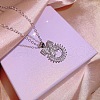 Bowknot & Ring Alloy Clear Cubic Zirconia Pendant Necklace & Stud Earring & Cuff Ring Sets FS-WG09EB0-01-3