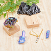 Square Wooden Crystal Rock Display Easels with Iron Holder ODIS-WH0038-28B-G-5