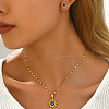 Vintage Stainless Steel & Plastic Sun with Evil Eye Stud Earrings & Pendant Necklaces Set for Women EW9229-3