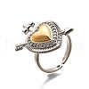 Gothic Style Brass Micro Pave Clear Cubic Zirconia Cuff Rings for Women RJEW-U051-02D-GP-4