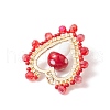 Mushroom Handmade Lampwork with Grade A Round Glass Seed Beads and Rack Plating Alloy Open Back Bezel Pendants and Electroplate Glass Beads Pendants PALLOY-MZ00689-4