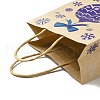 Christmas Theme Blue Printed Kraft Paper Tote Bags with Handles ABAG-B006-04A-3