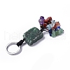 Natural Green Aventurine Nugget with Mixed Gemstone Chips Tassel Keychains KEYC-P012-02P-03-3