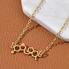 304 Stainless Steel Chemical Symbol Pendant Necklaces NJEW-Z073-03G-06-3