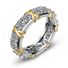 Rhodium Plated 925 Sterling Silver Micro Pave Clear Cubic Zirconia Finger Ring for Women RJEW-F150-09B-P-1