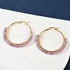 Beaded Hoop Earrings X-EJEW-JE03830-02-2