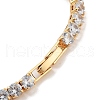 Brass Pave Clear Cubic Zirconia Flat Round Link Bracelets BJEW-B094-04G-3