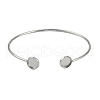 304 Stainless Steel Cuff Blank Bangle Bases with Flat Round Tray STAS-Z088-02P-2