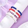 4Pcs 4 Colors Independence Day Handmade Polymer Clay Heishi Beaded Stretch Bracelets BJEW-TA00642-1