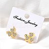 Clover Brass Hoop Earrings EJEW-S256-05G-2