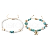 2Pcs 2 Styles Summer Beach Synthetic Turquoise & Natural Sea Shell & Glass Braided Bead Anklets AJEW-TA00039-3