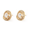 Clear Cubic Zirconia Knot Stud Earrings KK-D080-18G-1