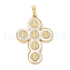 Brass Pave Natural White Shell Pendants KK-S522-01D-G-1