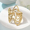Ion Plating(IP) 304 Stainless Steel Wave Open Cuff Ring for Women RJEW-M025-01G-2