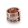 Roman Numerals 304 Stainless Steel & Crystal Rhinestone Finger Rings FS-WGD9A22-51-2