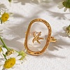 304 Stainless Steel Resin Cuff Rings for Women RJEW-D305-03G-1