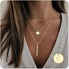 3Pcs Simple Style Brass Coin Letter Rectangle Pendant 3 Layer Necklaces FS-WG4BDA4-49-1