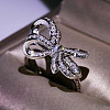 Bowknot Alloy with Crystal Rhinestone Finger Rings for Women FS-WG361F1-02-3