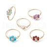 Flower Natural Gemstone Ring RJEW-JR00711-01-1