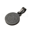 Flat Round with San Benito & Word 304 Stainless Steel Charms STAS-I036-03B-01-2