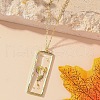 Rectangle with Inner Flower Resin Pendant Iron Cable Chain Necklaces for Women FS-WG0F8F1-06-1