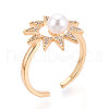 Brass Micro Pave Clear Cubic Zirconia Cuff Ring Settings KK-T076-16G-5