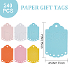DELORIGIN 240Pcs 6 Colors Blank Hollow Paper Gift Tags Sets CDIS-DR0001-02-2