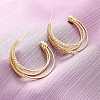 Triple C-Shaped Brass Micro Pave Clear Cubic Zirconia Stud Earrings EJEW-R025-29G-1