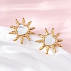 304 Stainless Steel Natural White Shell Stud Earrings EJEW-Z103-11G-3