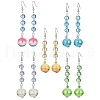Stripe Resin & Glass Round Bead Dangle Earrings for Women EJEW-JE05301-1