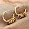 C-Shaped with knot Brass Stud Earrings EJEW-R025-28G-2