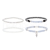 4Pcs 4 Style Natural Ang & Lava Rock & Opalite Round Beaded Stretch Bracelets Set BJEW-JB09083-1