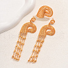 Vintage Alloy Hollowed-out Conch Shape Ring & Tassel Earrings Sets for Women CY8500-1