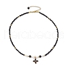 Shell Pearl Bead & Glass Seed Beads Beaded Necklaces NJEW-MZ00076-02-4