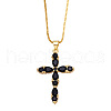 Colorful Zircon Cross Necklace Hip Hop Fashion Diamond Sweater Chain NKB266 ST5940739-1