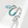 Snake Brass Micro Pave Cubic Zirconia with Enamel Adjustable Cuff Rings FS-WG9A961-01-1